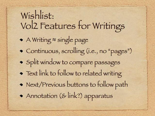 Image of wishlist for writing features.